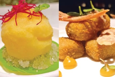 Lotus Root Cromesquis (left) and Jack and Rose