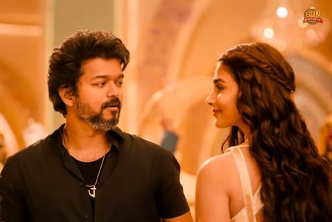 Vijay and Pooja Hedge in 'Beast' single lyrical video (Screengrab)
