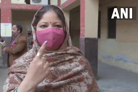 A voter in Kanpur. Image Courtesy: Twitter - @ANI