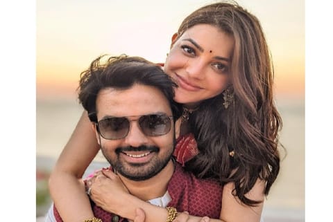 Actor Kajal Aggarwal with her husband Gautam Kitchlu (Image Courtesy: ANI)