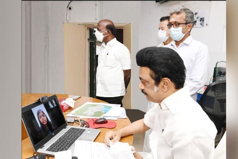 TN CM Stalin speaking to Tamil Nadu students from Ukraine (Image credit: Twitter/@CMOTamilNadu)