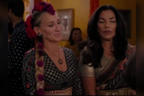 Sarah in lehenga.