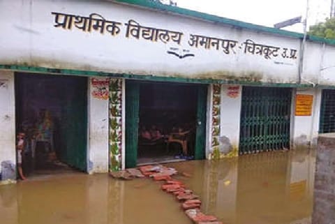 One of the images included in the ?Before? panel shows the poor state of schools.