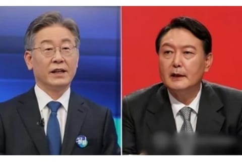 DP candidate Lee Jae-myun People Power Party candidate Yoon Suk-yeol g ,  (Image Courtesy: IANS)