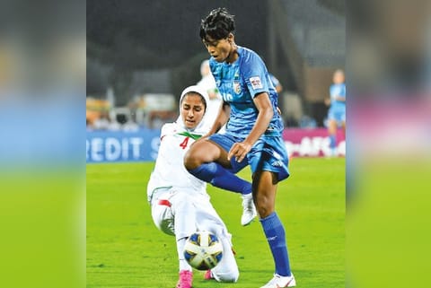 Action from the India-Iran Women?s Asian Cup match.