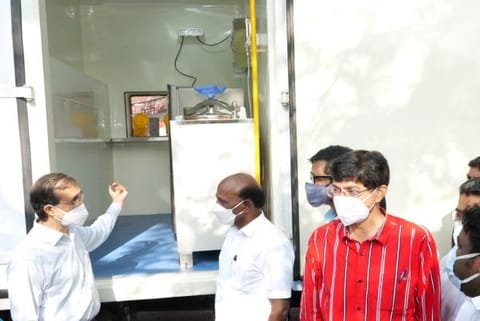 Radhakrishnan during vaccination camp in Chennai