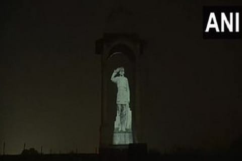 Hologram statue of Netaji Subhas Chandra Bose at India Gate (Image Credit: ANI)