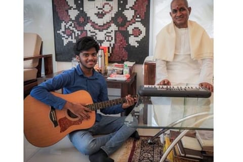 Lydian Nadhaswaram and Ilaiyaraaja   (Image Courtesy: IANS)