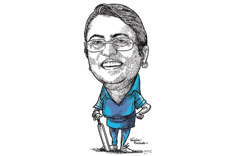 Former Indian women?s captain Sudha Shah (Illustration by Varghese Kallada)