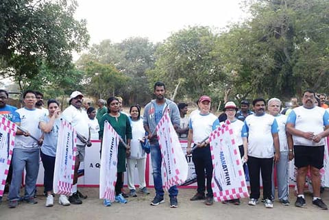Actor Vishal flagged off the marathon in Chennai at the YMCA Grounds