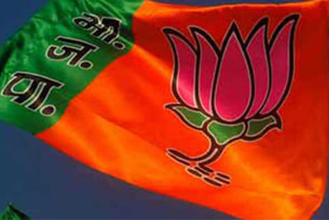 BJP party flag with the lotus symbol