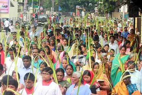 Palm Sunday procession at St. Thomas Cathedral Basilica