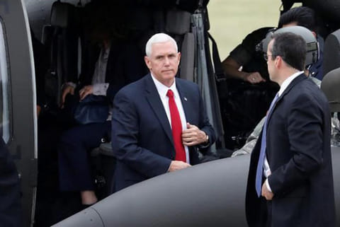 U.S. Vice President Mike Pence arrives at Camp Bonifas near the truce village of Panmunjom, in Paju