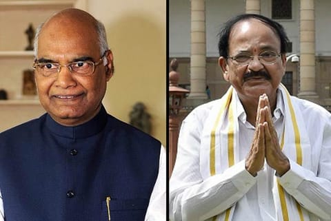 (L) President Ram Nath Kovind and Vice-President M Venkaiah Naidu