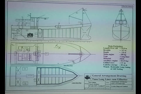 The released blueprint of deep sea fishing boats