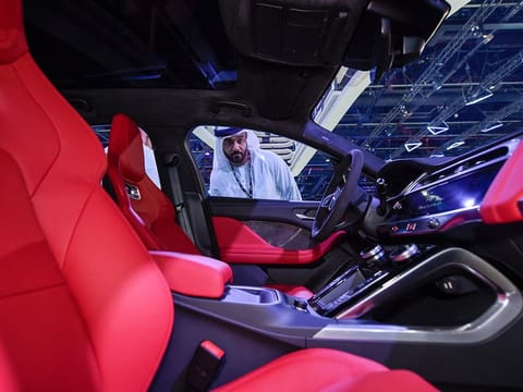 Jaguar I-Pace, an autonomous SUV, displayed at RTA stand, during the 'Dubai World Challenge for Self-Driving Transport' event held Dubai World Trade Centre. File photo
