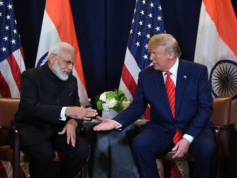 File picture of US President Donald Trump and Indian Prime Minister Narendra Modi during their meeting on the sidelines of the UN General General Assembly in New York. 
