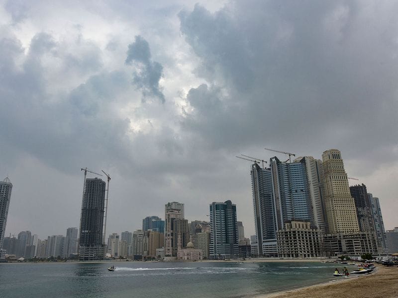 Sudden change in weather with over cast sky in Sharjah. 
