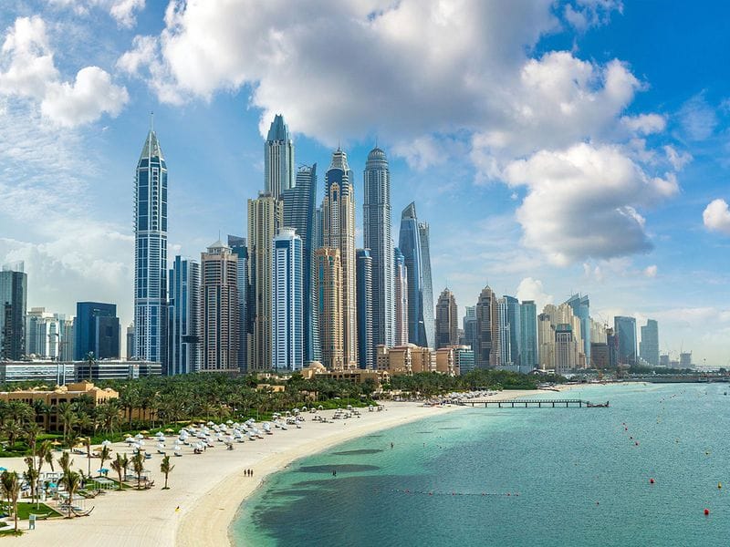 Dubai Marina in a summer day, United Arab Emirates