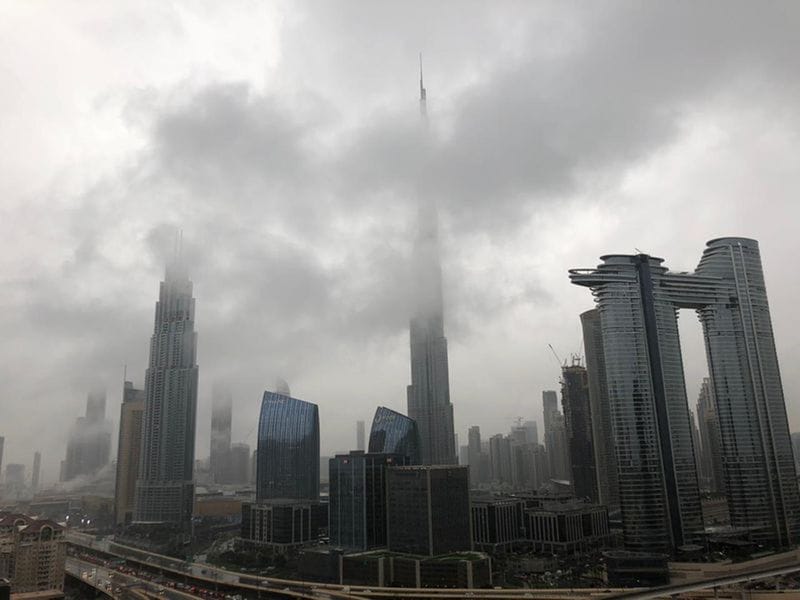 Dubai Rain Down Town 