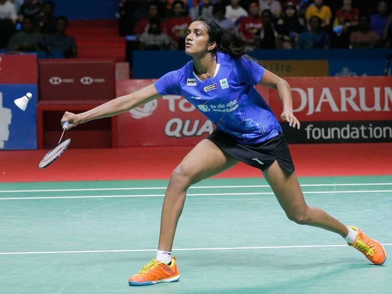 P.V. Sindhu of India competes against Akane Yamaguchi