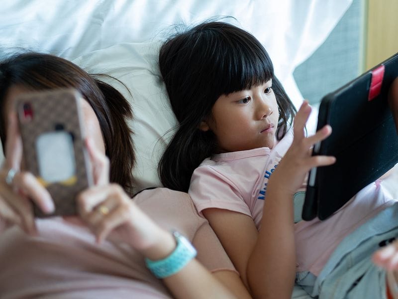 Kids with phones and ipads