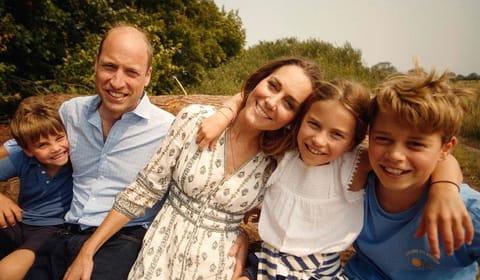 A handout still released by The Prince and Princess of Wales on September 9, 2024 and taken in Norfolk on an unspecified date last month shows Britain's Catherine, Princess of Wales, smiling with Britain's Prince William, Prince of Wales, and their children Britain's Prince George of Wales, Britain's Princess Charlotte of Wales and Britain's Prince Louis of Wales. 