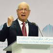 Professor Klaus Schwab speaking at a session 'The Dawn of the Fourth Industrial Revolution' on the opening day of World Government Summit at Madinat Jumeirah, in Dubai 