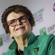 Billie Jean King, founder of the Women's Tennis Association (WTA) and former World No. 1 professional tennis player, listens to questions at an event to launch the last edition of the WTA Finals in Singapore, before it moves to Shenzhen in 2019.