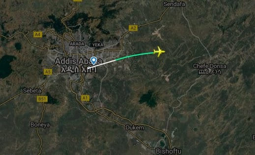 Ethopian Airlines route