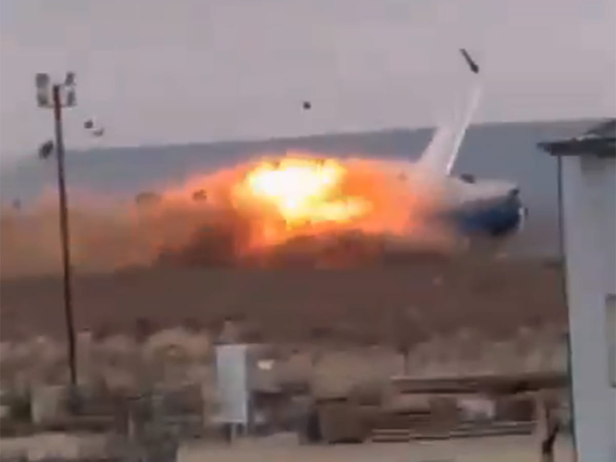 Footage shared on social media showed the aircraft bursting into flames upon impact, sending thick plumes of black smoke into the sky.