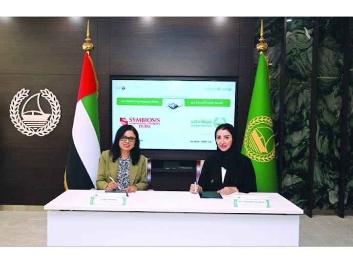 The Memorandum of Understanding (MoU) was signed at the Dubai Police General Headquarters by Dr. Vidya Yeravdekar, Vice Chancellor of Symbiosis International University, and Mona Al Ameri, Director of the Esaad Card Centre