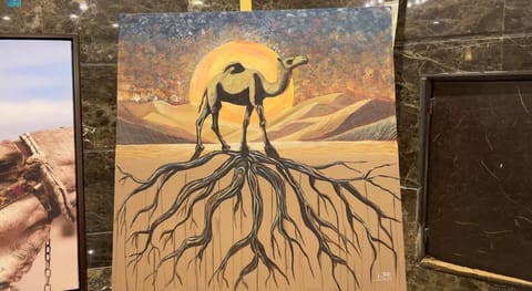 Artworks displayed at the exhibit capture age-time links with camels. 