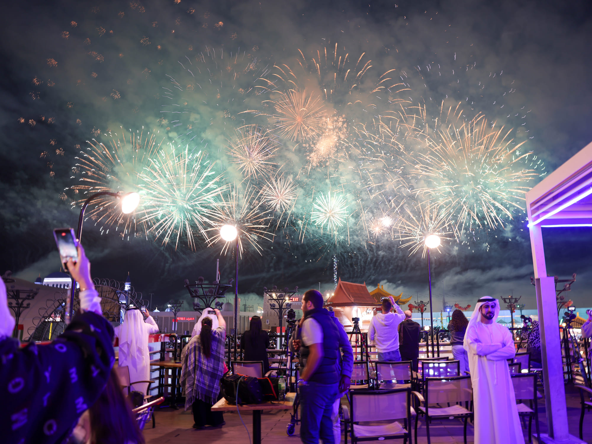 Sheikh Zayed festival fireworks. The festival featured extraordinary displays of fireworks and drones, lasting over an hour of continuous entertainment, and light and laser technology shows.