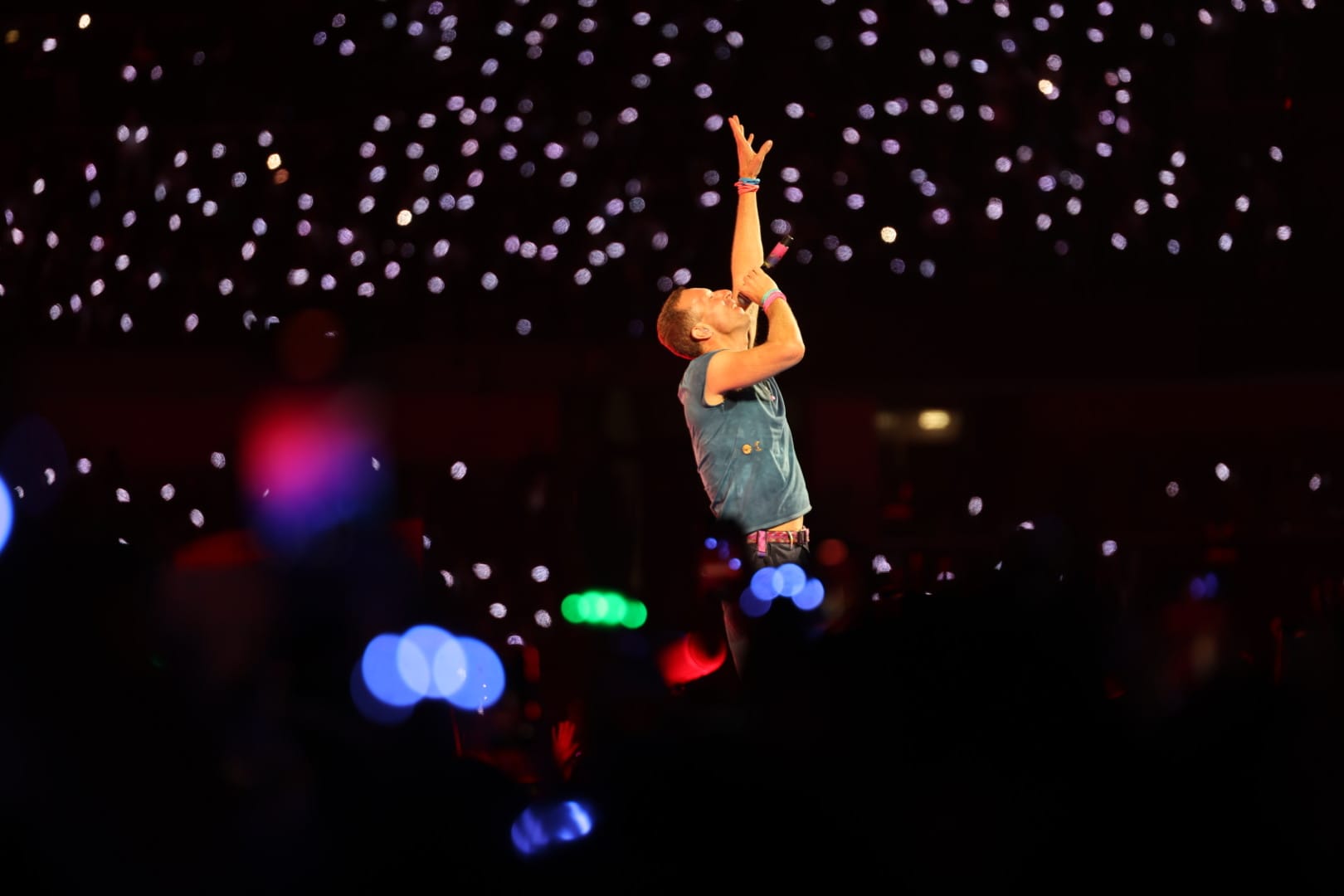 Frontman Chris Martin during the first of four Abu Dhabi concerts, January 9, 2025.