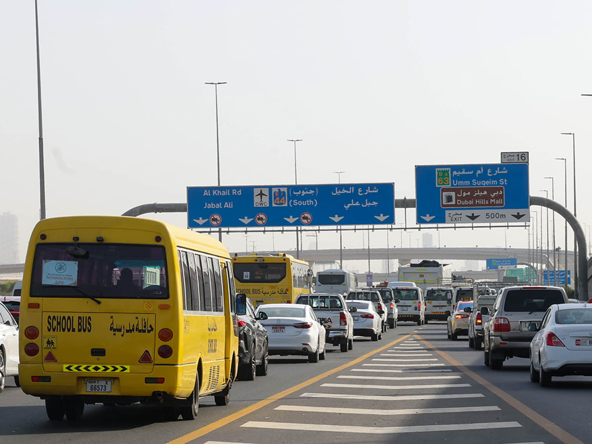 Peak hours traffic on Al Khail Road, Dubai