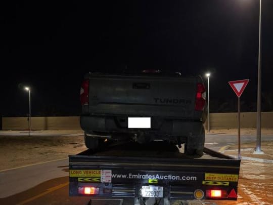 Dubai Police impound vehicle of a man who was involved in reckless driving during rain.