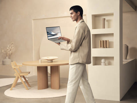 Zenbook A14 is equipped with built-in AI, leveraging Windows Copilot and innovative features like ASUS StoryCube and AI Noise Cancellation for enhanced productivity