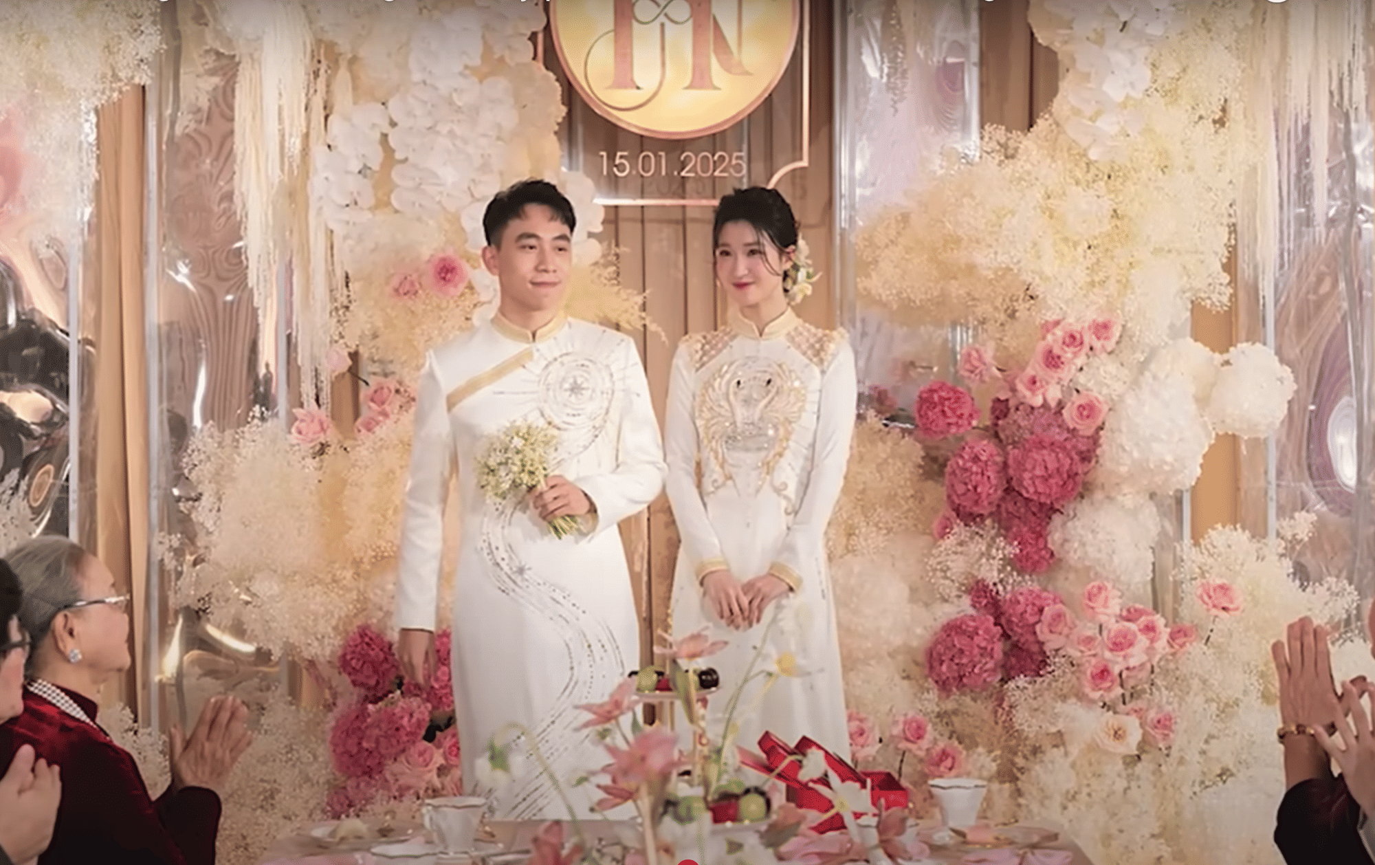 Nguyen Phong Nhi (right), 23, appeared radiant in a traditional Vietnamese gown. She captured hearts as Miss World Vietnam 2022’s second runner-up and represented Vietnam in the 2023 Miss International contest. Her engagement to Phạm Nhat Minh Hoang, 25, second son of Vietnamese billionaire Phạm Nhat Vuong, was announced on January 15, 2025, in her home city of Thanh Hoa.