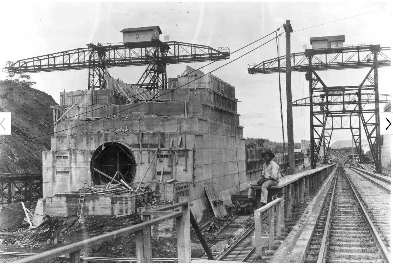 A worker rests in front of the center wall at the Pedro Miguel Locks of the Panama Canal. The canal has three locks: Miraflores and Pedro Miguel on the Pacific side and Gatun on the Atlantic. 
