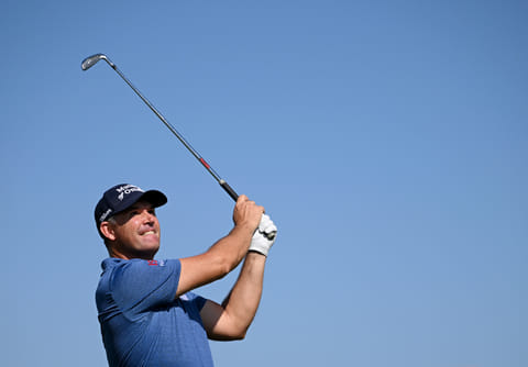 Harrington practicing ahead of the Ras Al Khaimah Championship