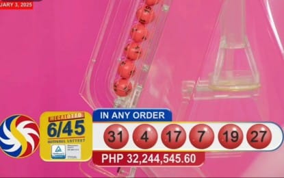 The winning number combination announced by the PCSO on Monday (February 4, 2025).