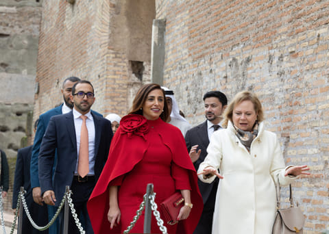 Sheikha Bodour Bint Sultan Al Qasimi during inauguration of the ‘From Sharjah to Rome via the Spice Route’ exhibition at the historical Colosseum Archaeological Park.