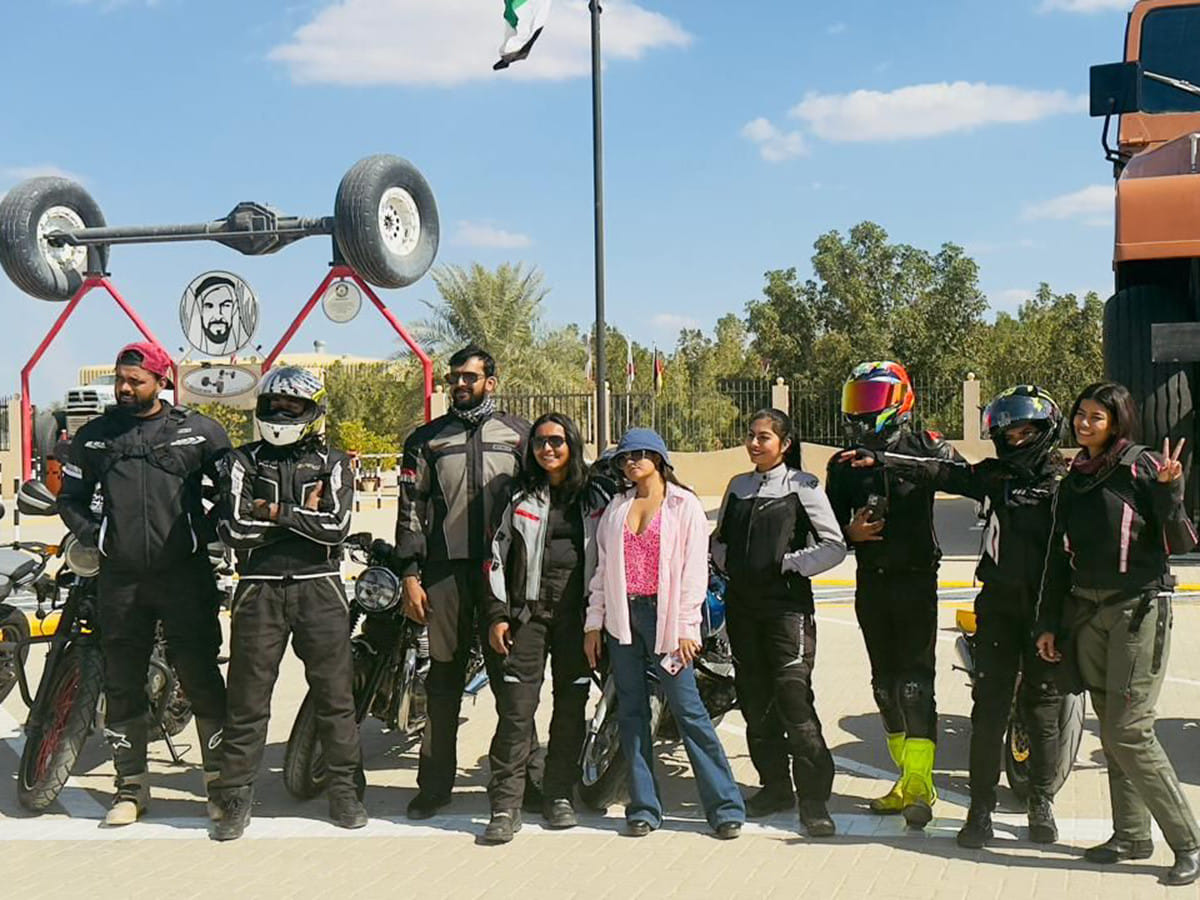 The group included stunt riders Saneed PP and Mohammed Irfan, solo female riders Priya Gogoi and Ashlesha and biker couples Varun and Aswathi and The Viper Pilot and Lune Vanila 