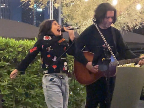 Nine-year-old Zeke Izyk performs ‘Sweet Child O’ Mine’ with Nikhil Uzgare.