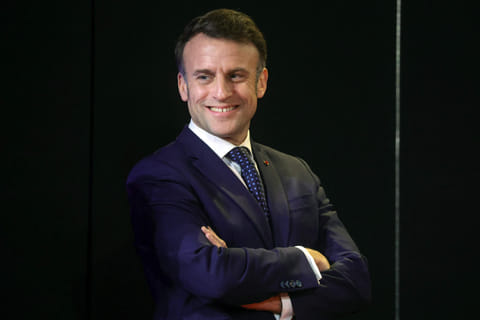 “Nicely done,” the real Macron, who sported a suit and tie, said in the video.