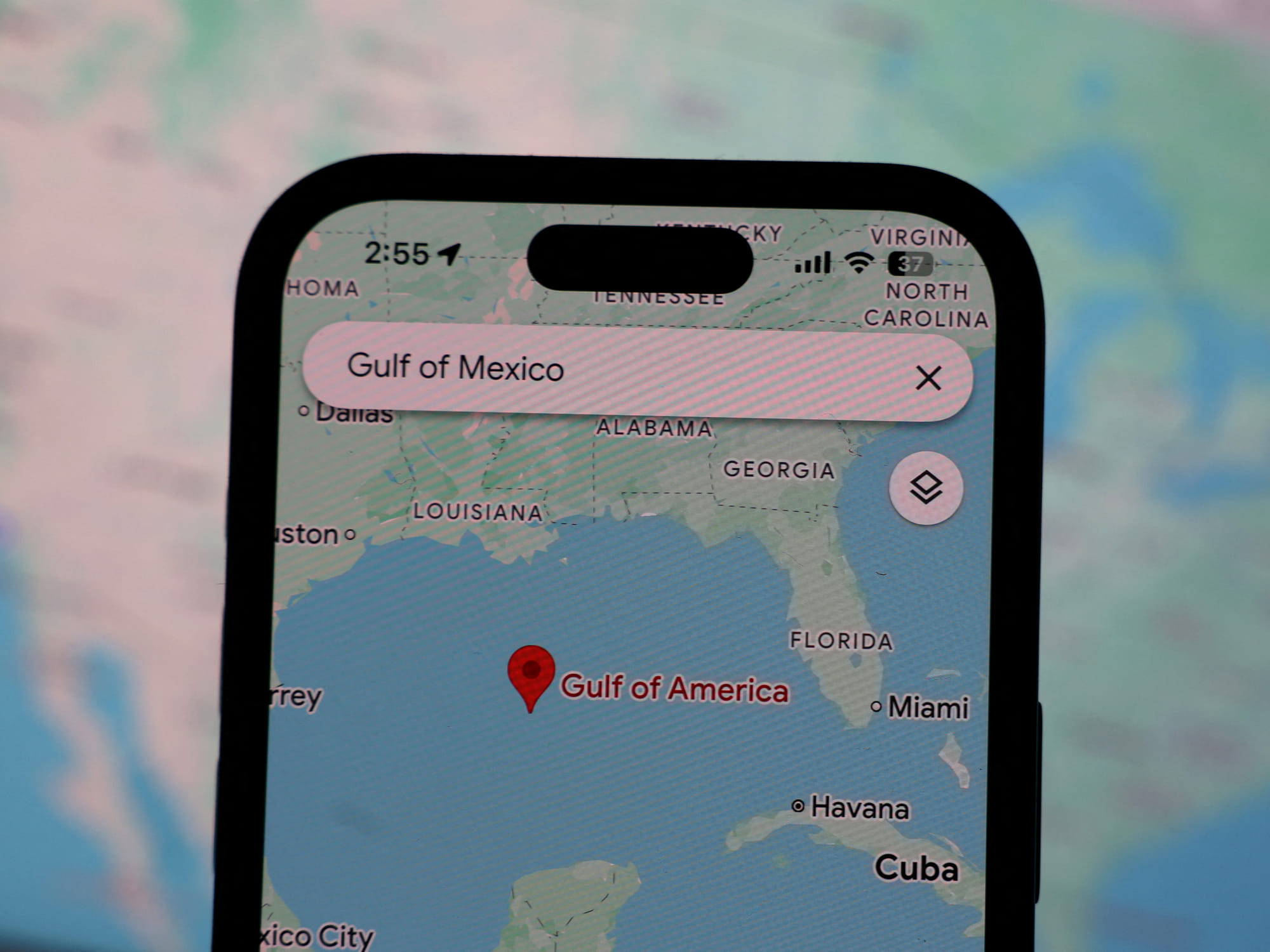 In this photo illustration, an updated Google map shows the Gulf of America on February 10, 2025 in San Anselmo, California.