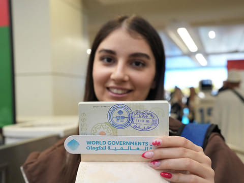 The WGS logo stamped on the passport of a visitor. 