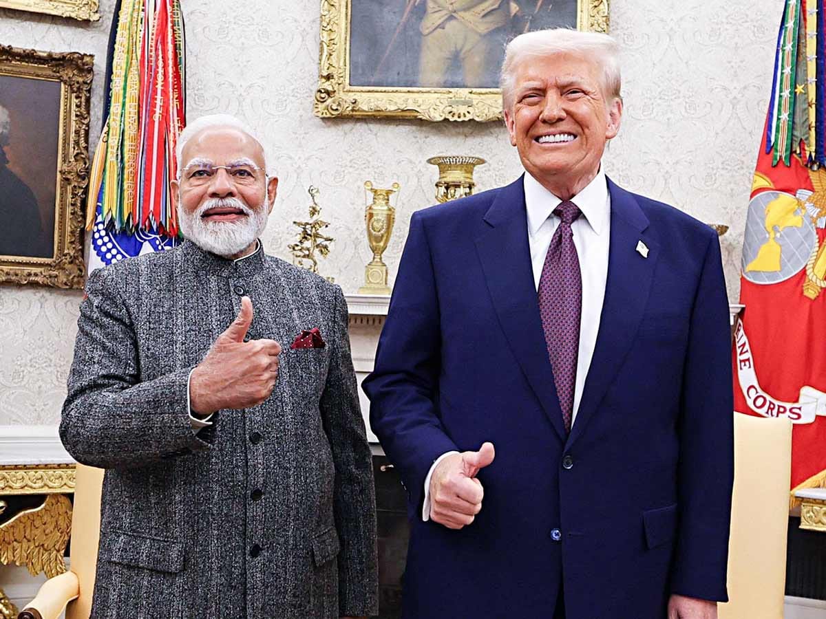 India Prime Minister Narendra Modi with US President Donald Trump, at The White House in Washington, DC on Thursday.