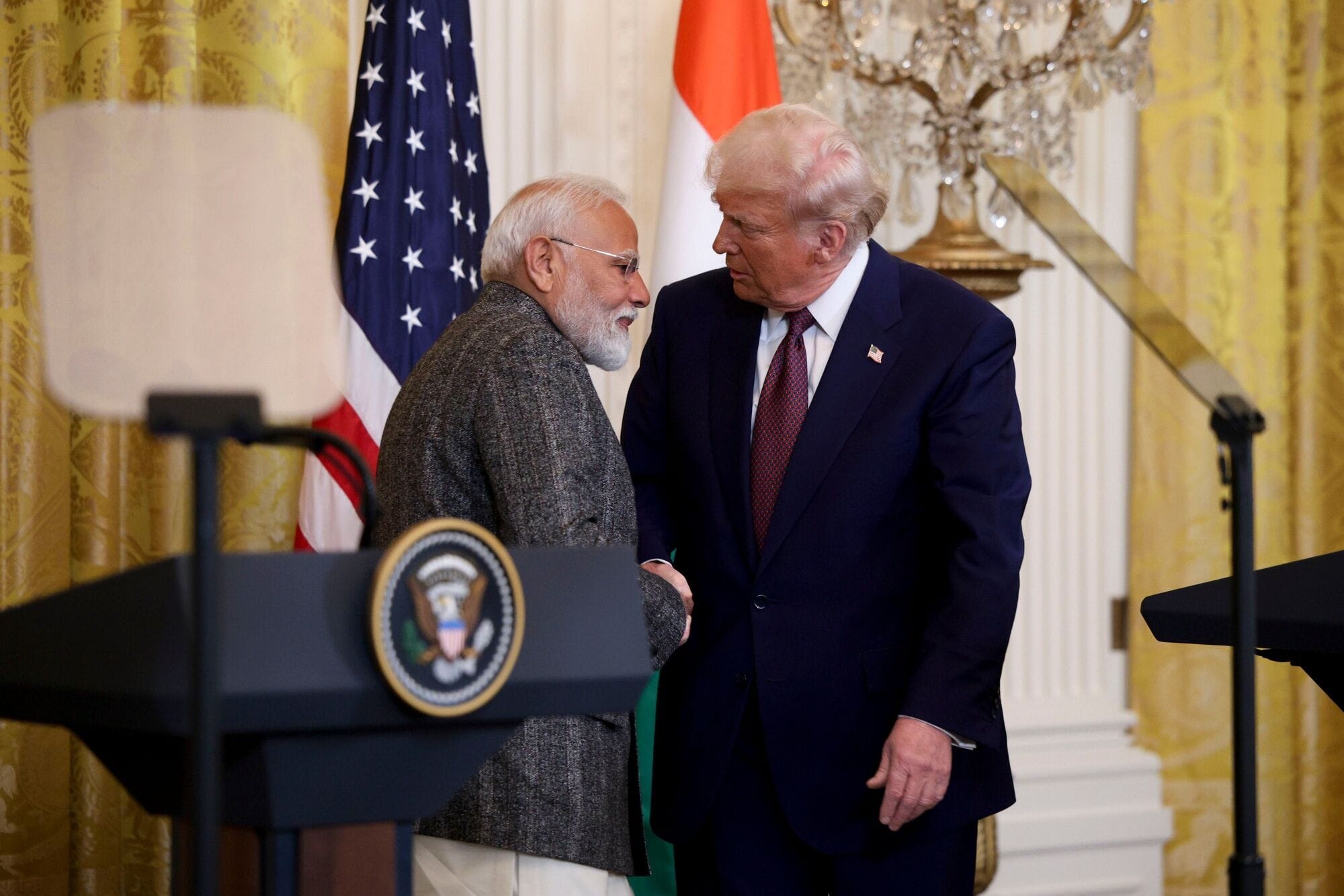 US President Donald Trump and Indian Prime Minister Modi during their meeting at the White House on February 13, 2025.